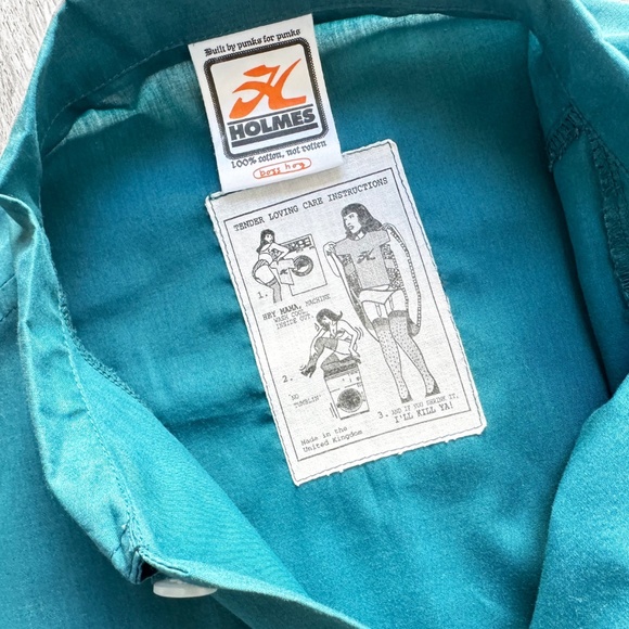 Silas and Maria Holmes Vintage S/S Bowling Shirt Size XL Teal 90s Skateboarding - Picture 3 of 10